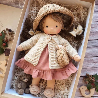 Gentle Cotton Doll with Natural Fibers and Handmade Assembly for Age 3+