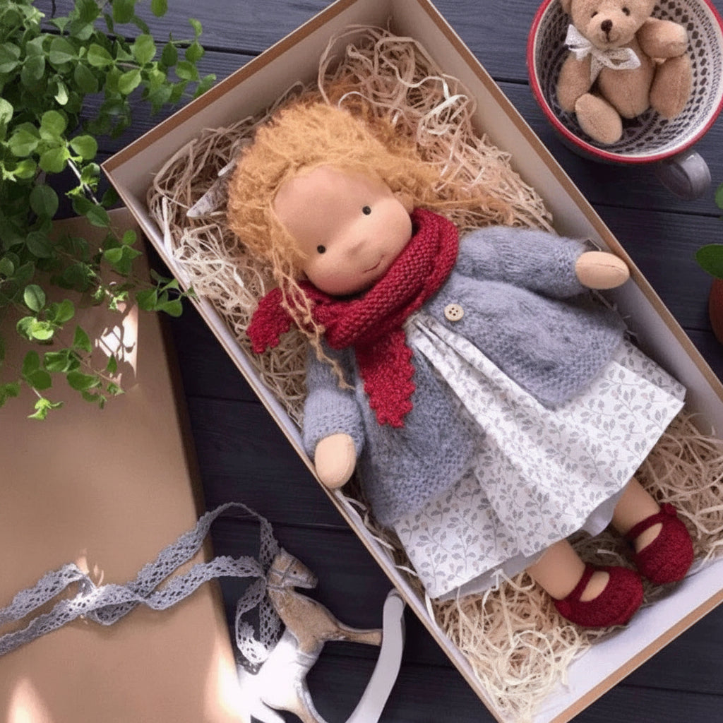 Gentle Cotton Doll with Natural Fibers and Handmade Assembly for Age 3+
