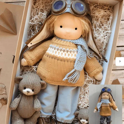 Gentle Cotton Doll with Natural Fibers and Handmade Assembly for Age 3+