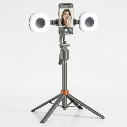 Face Tracking Phone Stand with Dual Fill Lights and Gesture Control for Video Content