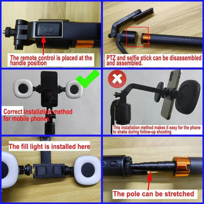 Face Tracking Phone Stand with Dual Fill Lights and Gesture Control for Video Content