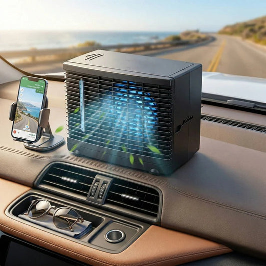 Evaporative Car Air Cooler with 12V Power and Washable Filter, Quiet Operation