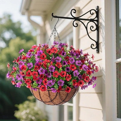 Artificial Hanging Flower Basket with Pre-arranged Flowers and All-Weather Design