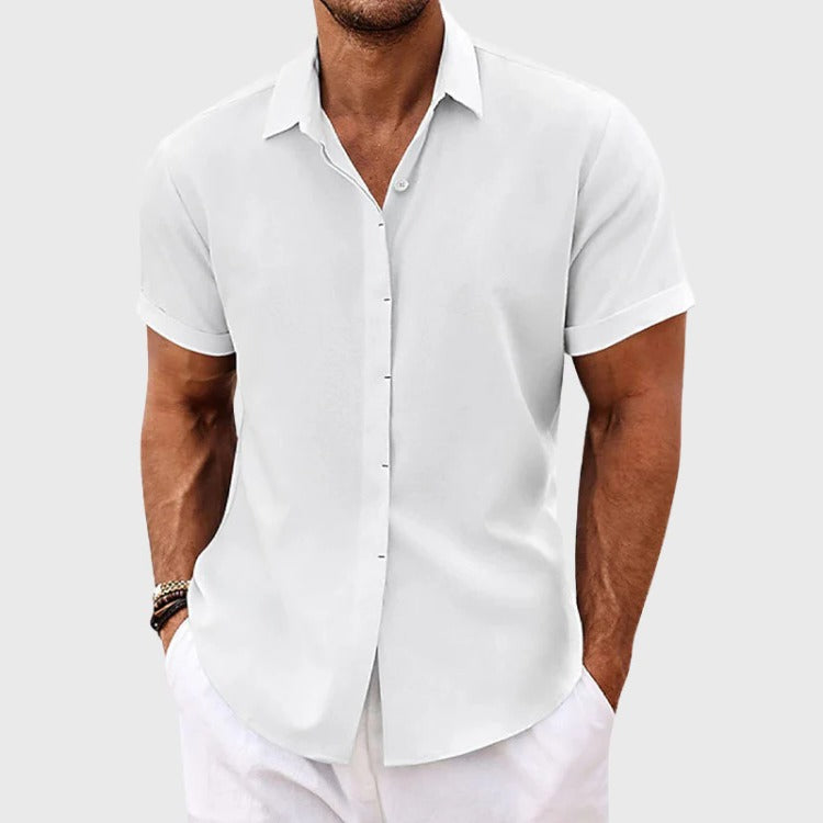 Men's Regular Fit Short Sleeve Linen Summer Shirt