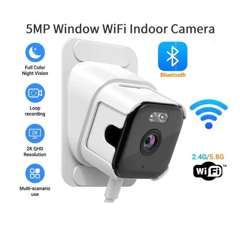 2K Window Security Camera with AI Person Detection and Color Night Vision