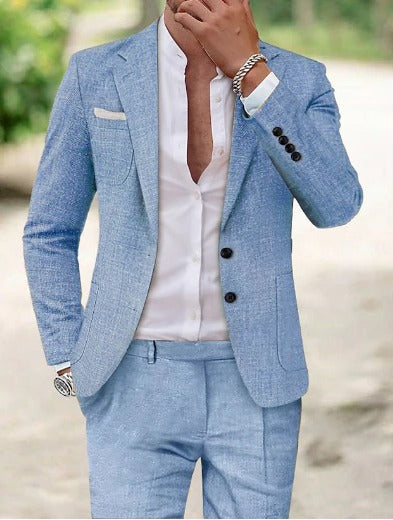 Men's Summer Suit Jacket and Trousers with Regular Fit
