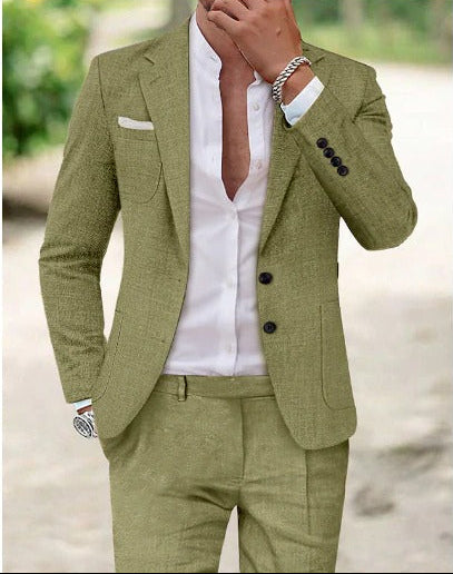 Men's Summer Suit Jacket and Trousers with Regular Fit