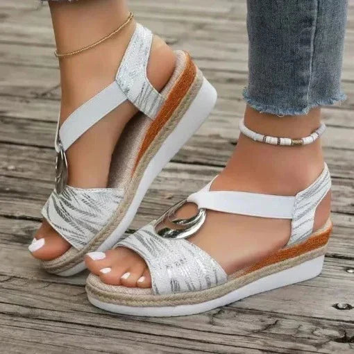 Cushioned Arch Sandals with Air Flow Upper and Wedge Sole for Women