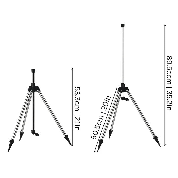 Rotating Sprinkler with Adjustable Tripod and 360-Degree Coverage, Double-Sided Spray