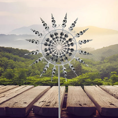 Kinetic Metal Windmill Spinner with Dual Rotor Motion and Reflective Blades