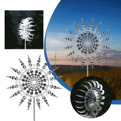 Kinetic Metal Windmill Spinner with Dual Rotor Motion and Reflective Blades