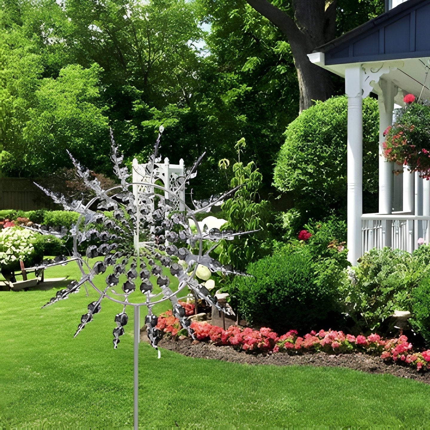 Kinetic Metal Windmill Spinner with Dual Rotor Motion and Reflective Blades