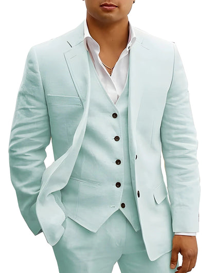 Tailored Fit Breathable Summer Suit Set for Formal and Beach Weddings
