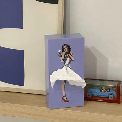 Ballerina Tissue Dispenser with Flowing Skirt Design and Easy Refill