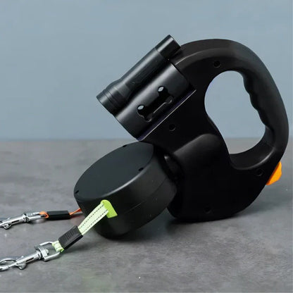 Dual Retractable Dog Leash with 360° Swivel and Built-In LED Light