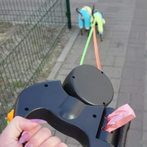 Dual Retractable Dog Leash with 360° Swivel and Built-In LED Light