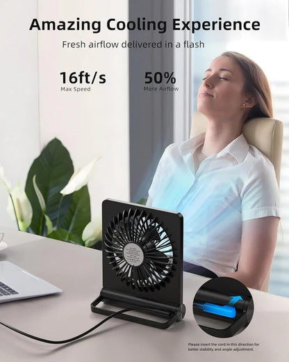 Quiet Desk Fan with Three Speed Levels and 220 Degree Tilt