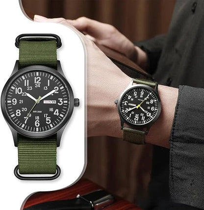 Analog Field Watch with Nylon Blend Strap, Scratch Resistant Face
