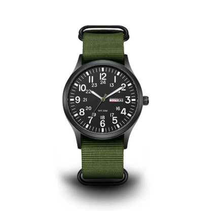 Analog Field Watch with Nylon Blend Strap, Scratch Resistant Face