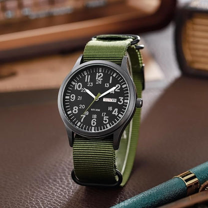 Analog Field Watch with Nylon Blend Strap, Scratch Resistant Face