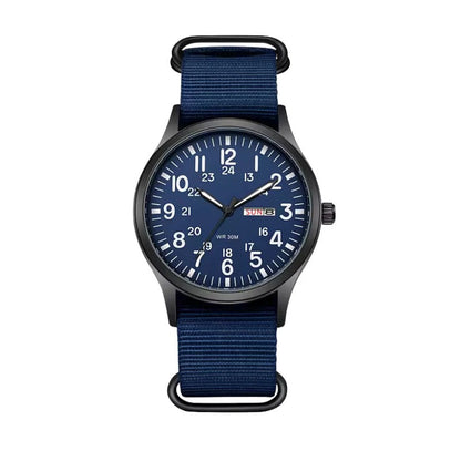 Analog Field Watch with Nylon Blend Strap, Scratch Resistant Face