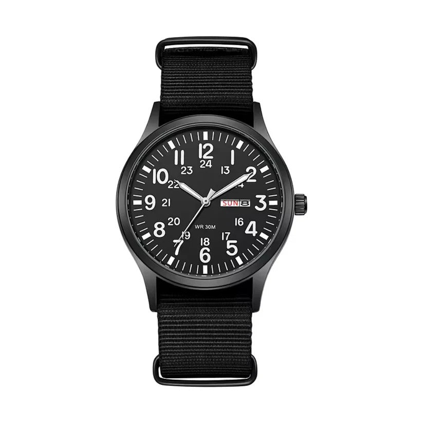 Analog Field Watch with Nylon Blend Strap, Scratch Resistant Face