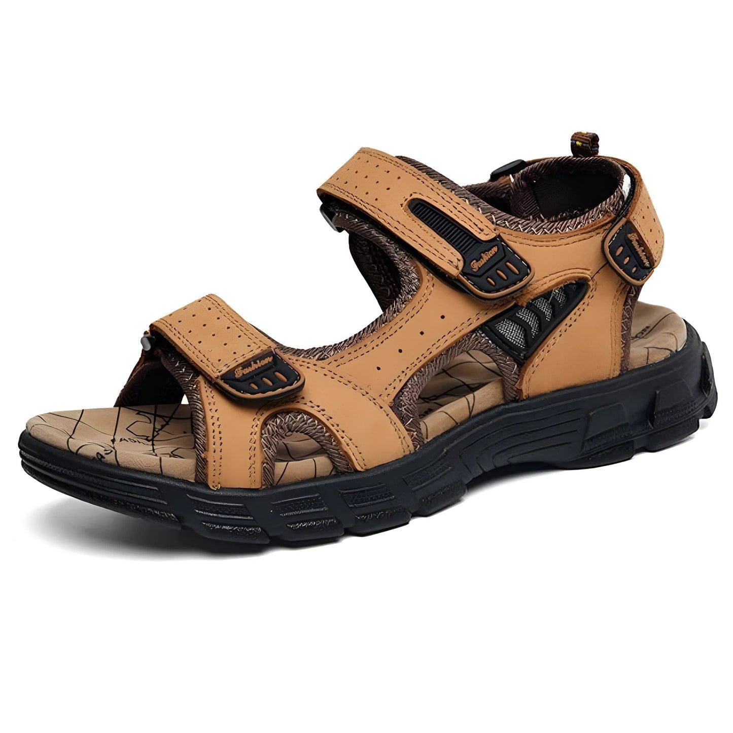 Cushioned Sandals with Hook-and-Loop Strap and Ventilated Design for Men