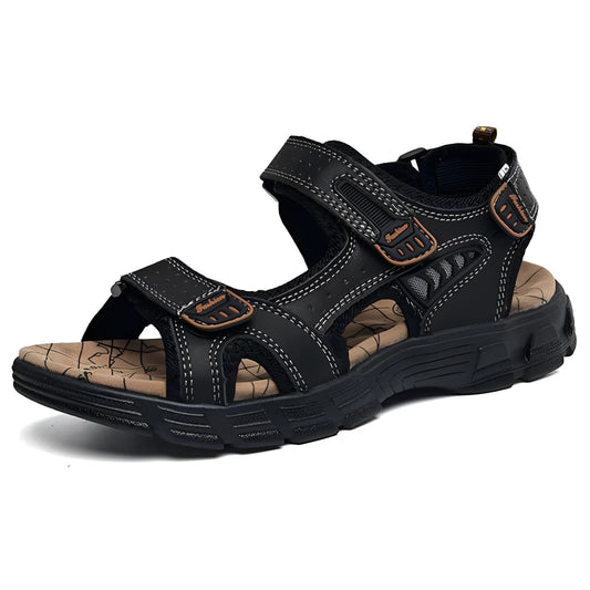 Cushioned Sandals with Hook-and-Loop Strap and Ventilated Design for Men