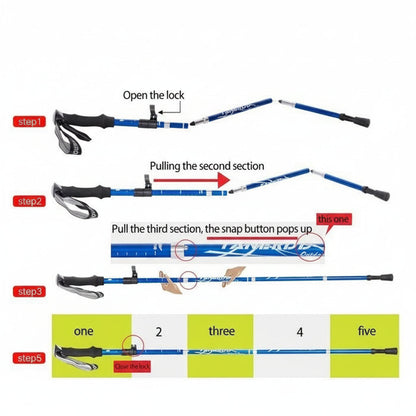 Telescoping Trekking Pole with Ergonomic Handle and Aluminum Alloy Shaft
