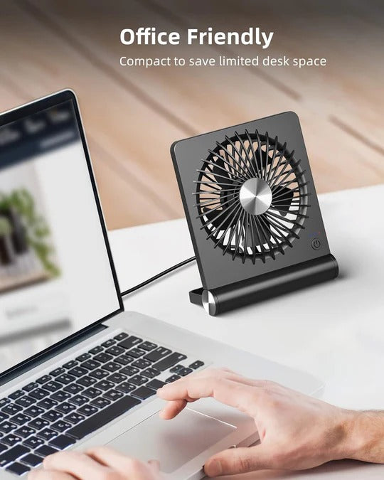 Quiet Desk Fan with Three Speed Levels and 220 Degree Tilt