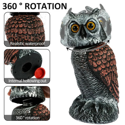 Owl Bird Deterrent Decoy with Wind-Activated Rotating Head, Set of 2