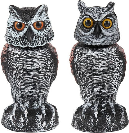 Owl Bird Deterrent Decoy with Wind-Activated Rotating Head, Set of 2