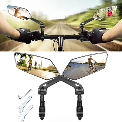 Adjustable Bicycle Handlebar Mirrors with 360 Degree Rotation and Flat HD Glass, 2 Pack