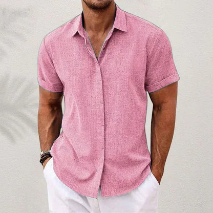 Men's Regular Fit Short Sleeve Linen Summer Shirt
