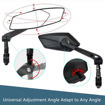 Adjustable Bicycle Handlebar Mirrors with 360 Degree Rotation and Flat HD Glass, 2 Pack
