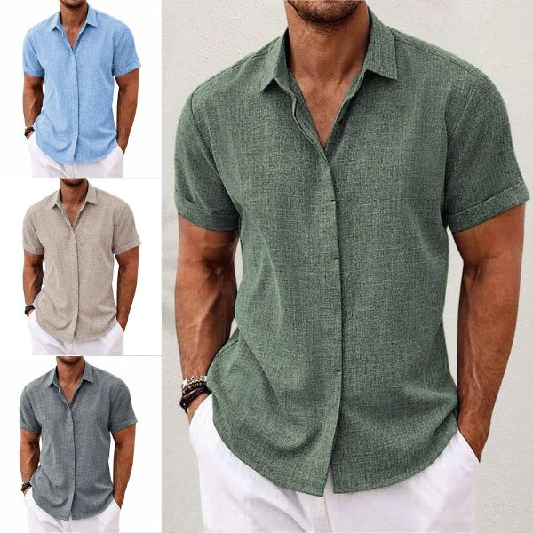 Men's Regular Fit Short Sleeve Linen Summer Shirt