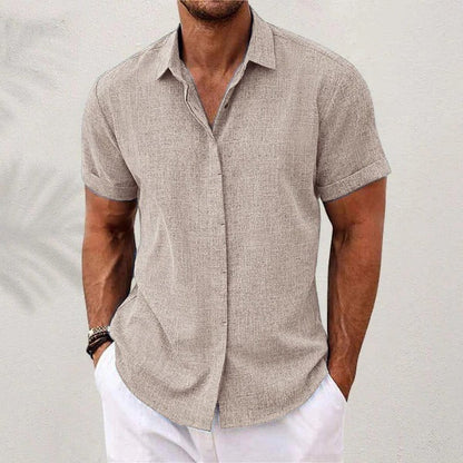 Men's Regular Fit Short Sleeve Linen Summer Shirt