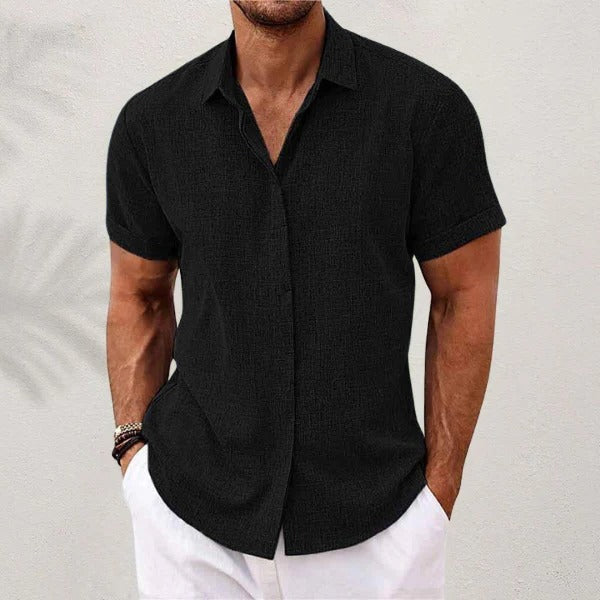 Men's Regular Fit Short Sleeve Linen Summer Shirt