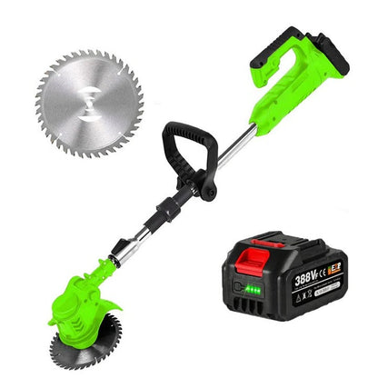 Cordless Grass Trimmer with Dual Blade System and Adjustable Handle, 40 Minute Runtime