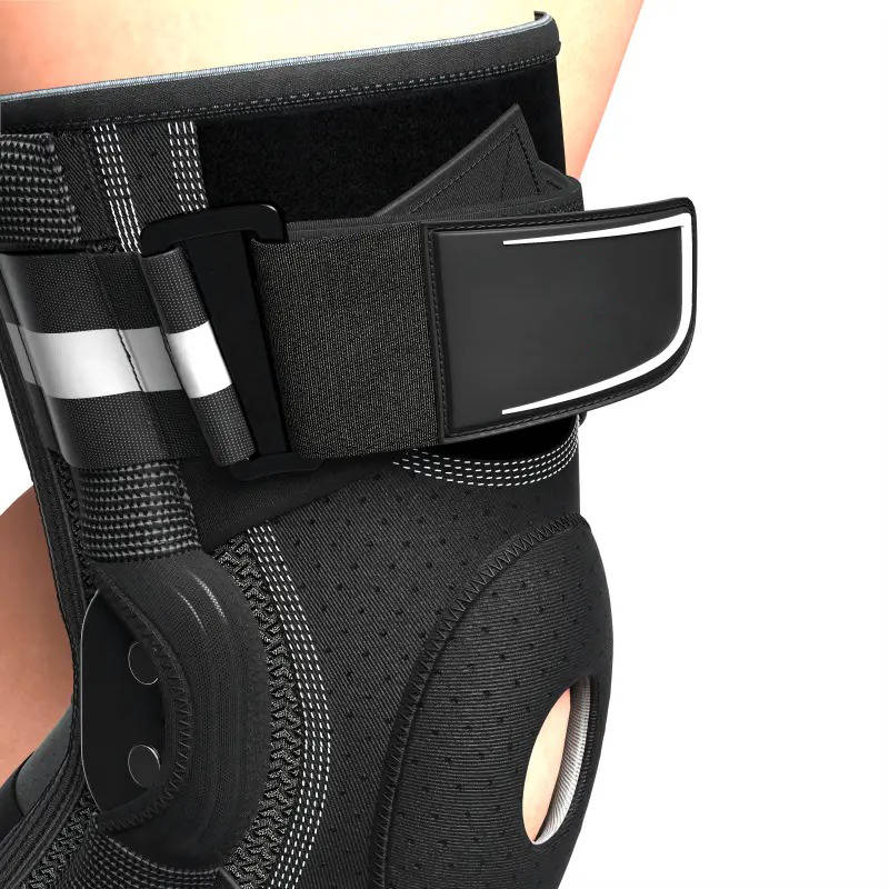 Hinged Knee Brace with Dual Stabilizers and Gel Patella Pad, Adjustable Compression