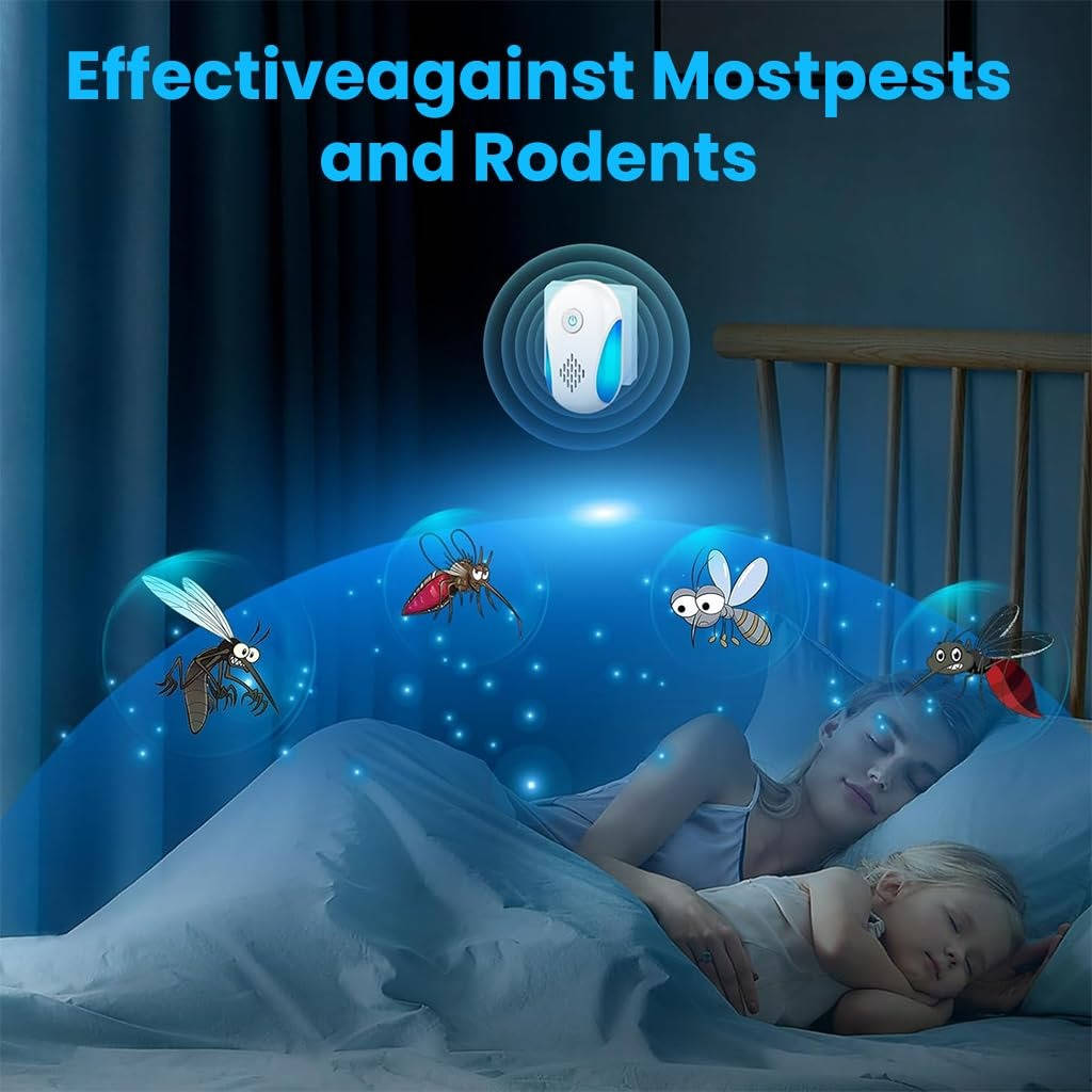 Ultrasonic Rodent and Pest Repeller with Dual Frequency Modes and Nightlight, 6-Pack