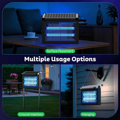 Solar Mosquito Zapper with 4500V Electric Grid and Auto Dusk Activation, 3500 Sq.ft Coverage