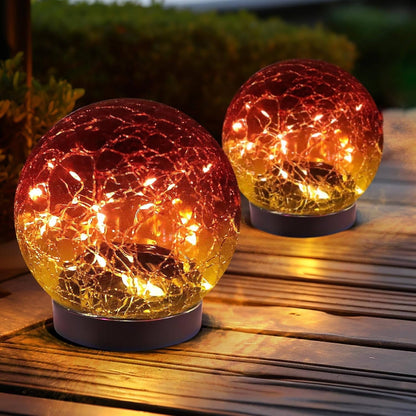 Solar Globe Lights with Cracked Glass and Dusk-to-Dawn Sensor