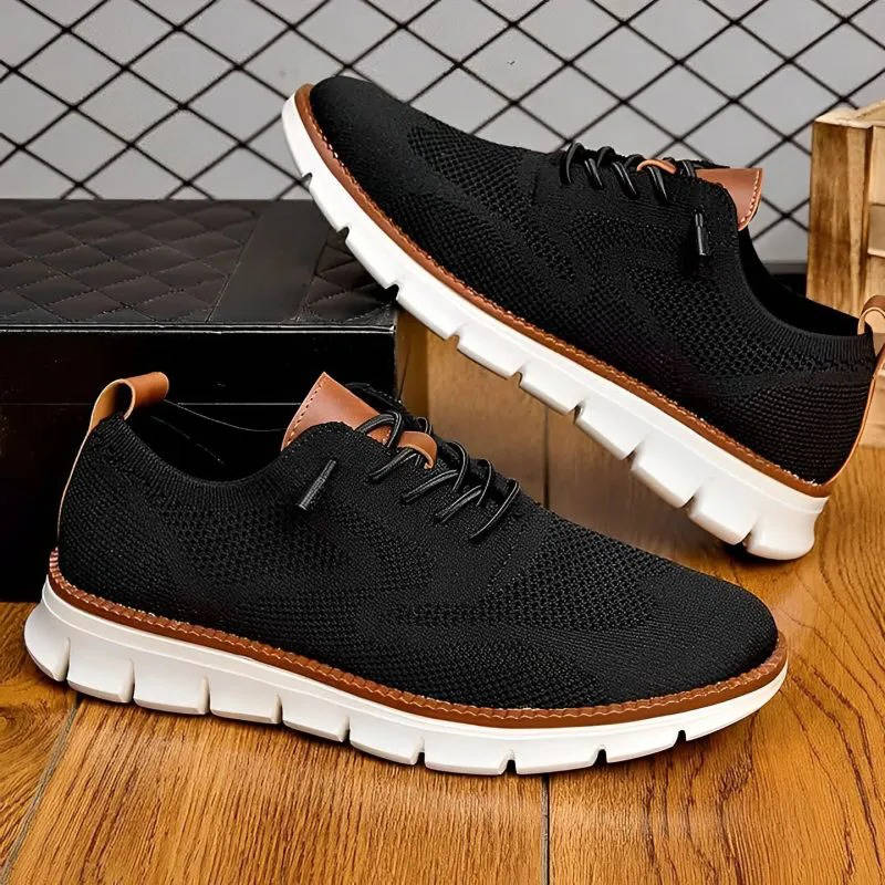 Knit Shoes with Wide Toe Box and Cushioned Insole, Air Flow Moisture Control