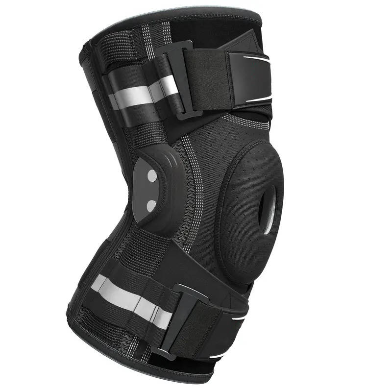 Hinged Knee Brace with Dual Stabilizers and Gel Patella Pad, Adjustable Compression