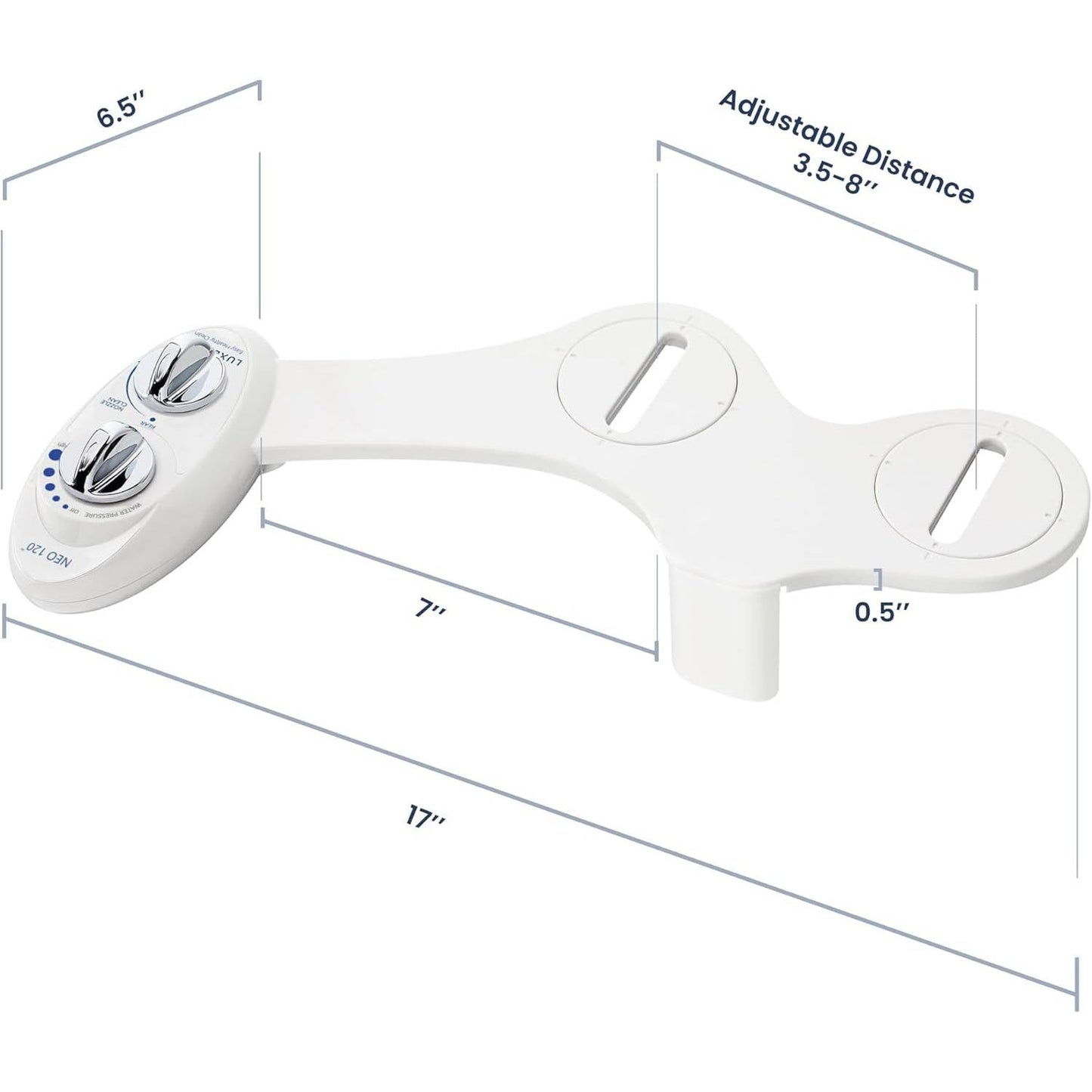 Bidet Attachment with Retractable Nozzle and Adjustable Water Pressure, Steel Braided Hose