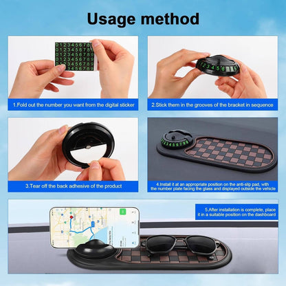 Dashboard Car Phone Mount with Telescopic Spring Grip and Storage Compartments