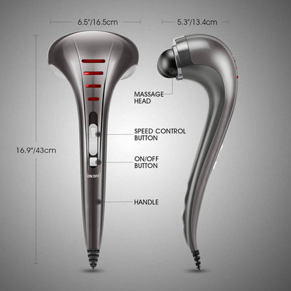 Deep Tissue Percussion Massager with Dual Head and Three Interchangeable Nodes, 3500 Pulses Per Minute