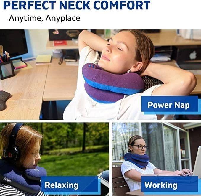 Adjustable Neck Pillow with Dual Fabric Shell and Three-Position Arms, Machine Washable