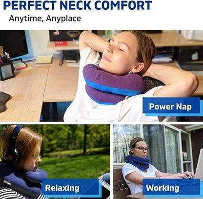 Adjustable Neck Pillow with Dual Fabric Shell and Three-Position Arms, Machine Washable